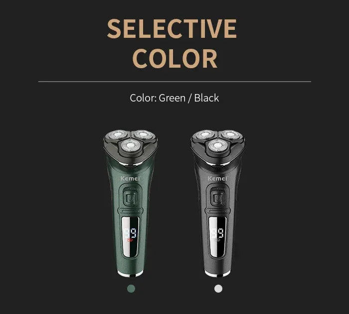 Kemei LCD Dislay Waterproof Electric Shaver For Men Wet Dry Neck Beard Electric Razor Facial Shaving Machine Rechargeable
