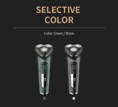 Kemei LCD Dislay Waterproof Electric Shaver For Men Wet Dry Neck Beard Electric Razor Facial Shaving Machine Rechargeable