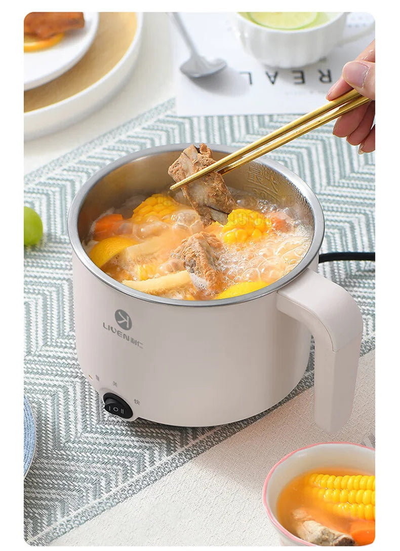 Liven Electric Multi Cooker 1.8L with 304 Stainless Steel Steamer Multifunctional Cooking Rice Porridge Noodle Mini Hot Pot 600W