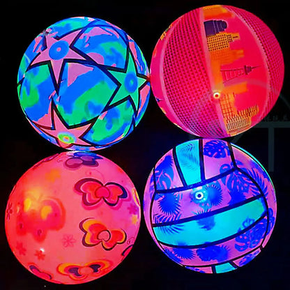 Luminous Ball Flashing Sport Fitness Portable Inflatable Throwing Bouncy Ball Rubber Parent-child Outdoor Interactive Games Toys