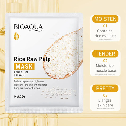 10pcs BIOAQUA Rice Raw Pulp Facial Masks skincare Moisturizing Firming Hydrating Face Mask Sheets Mask Korean Skin Care by PDG ibma