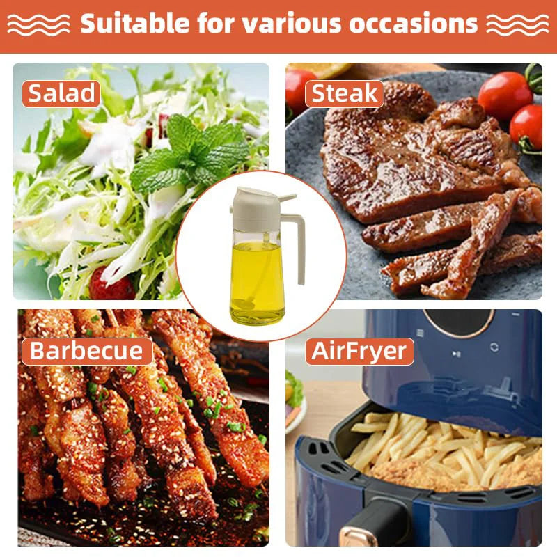 Oil Sprayer Kitchen Spray Oil Polisher 2in1 500ml Plastic Oil Sprayer Bottle Spray Dispenser Cruet BBQ Kitchen Baking Roasting