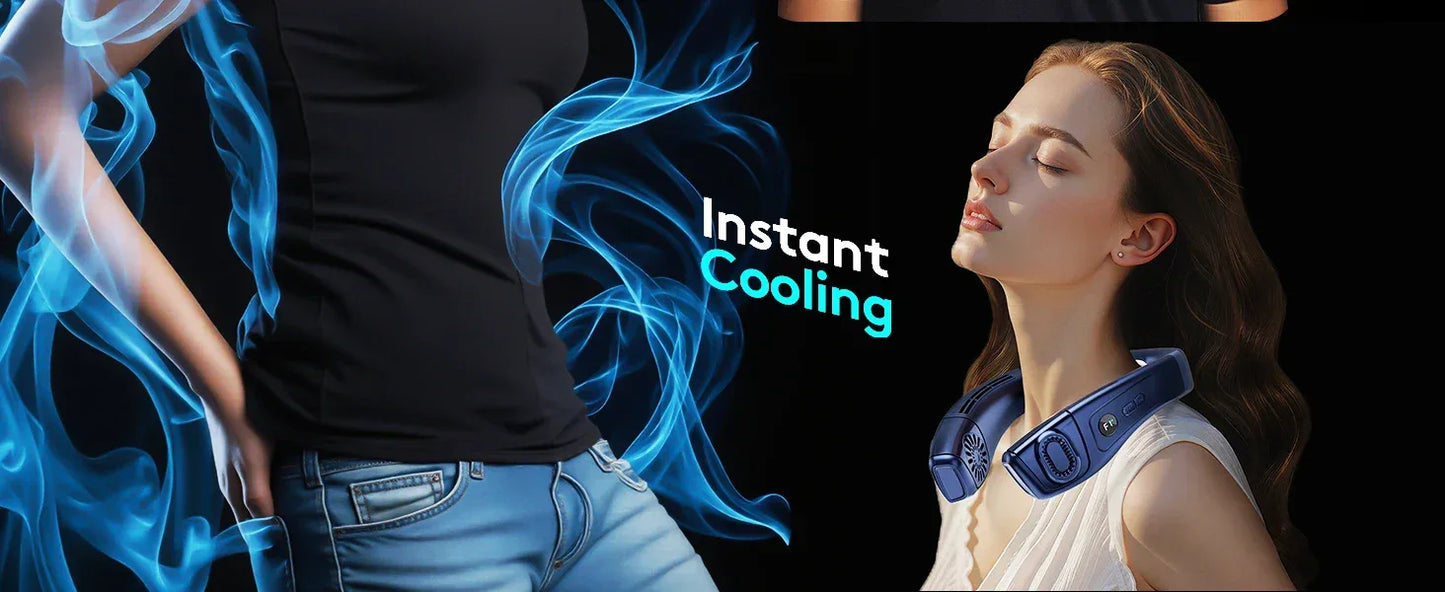 2026 New Upgrade Neck Air Conditioner Portable, 360° Up-down Airflow Neck Fans, 2 In1 Neck Fan With Cooling Plate, 6000mAh