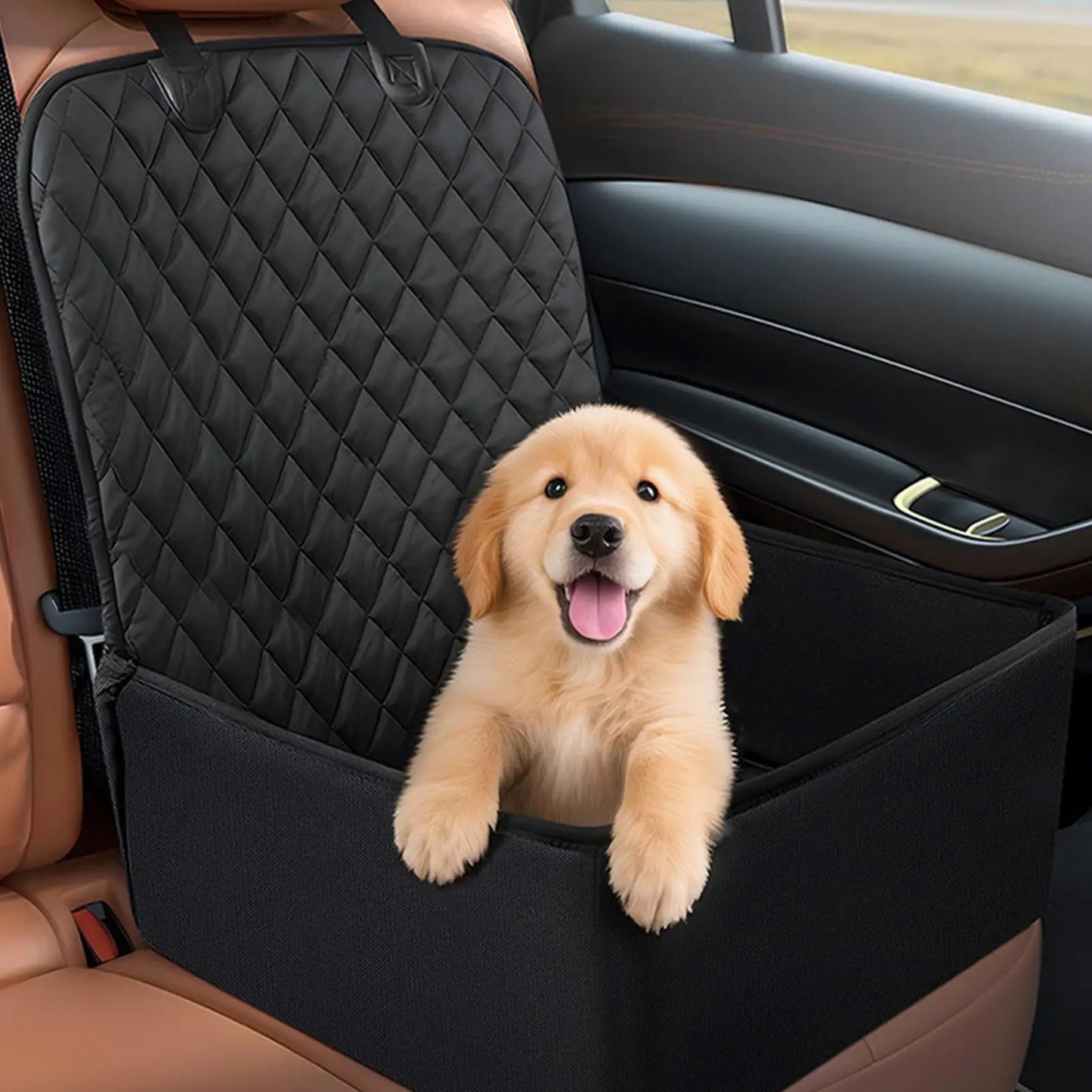 Dog Car Seat Puppy Booster Seat for Car Front Seat with Storage Pockets Pet Booster Car Seat for Small to Medium Dog