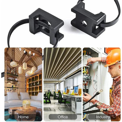100PCS Cable Tie Mount Clips Saddle Type Cable Zip Ties Base Mount Screw Fixing Wire Holder Organizer Retardant Black 15x10mm
