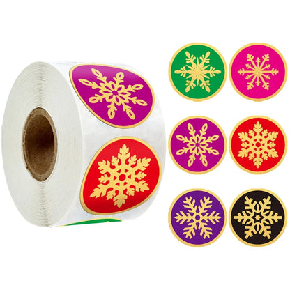 100-500Pcs Gold Snowflake Christmas Stickers Candy Bag Envelopes Sealing Label Christmas Gifts Box Decorations Sticker