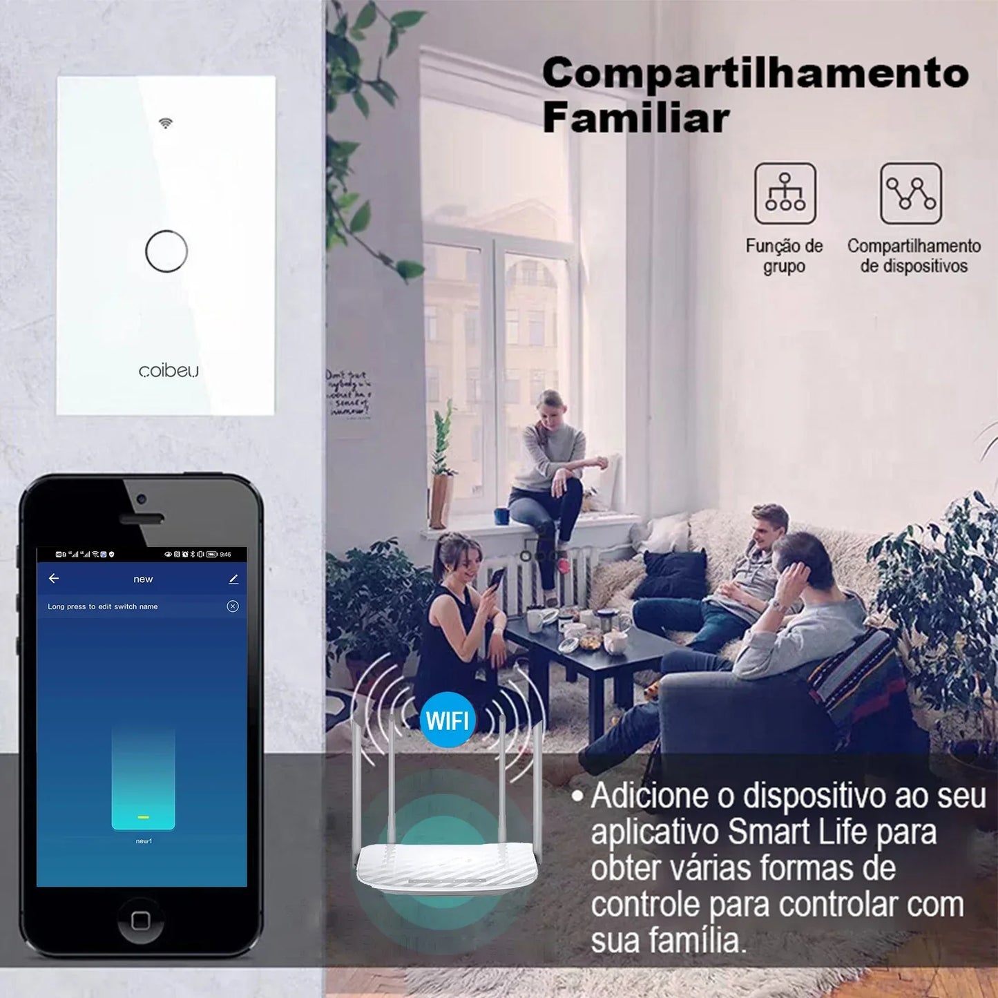Touch switch, Smart Switch, WiFi switch, control switch, Compatible with Alexa Tuya Google, with neutral