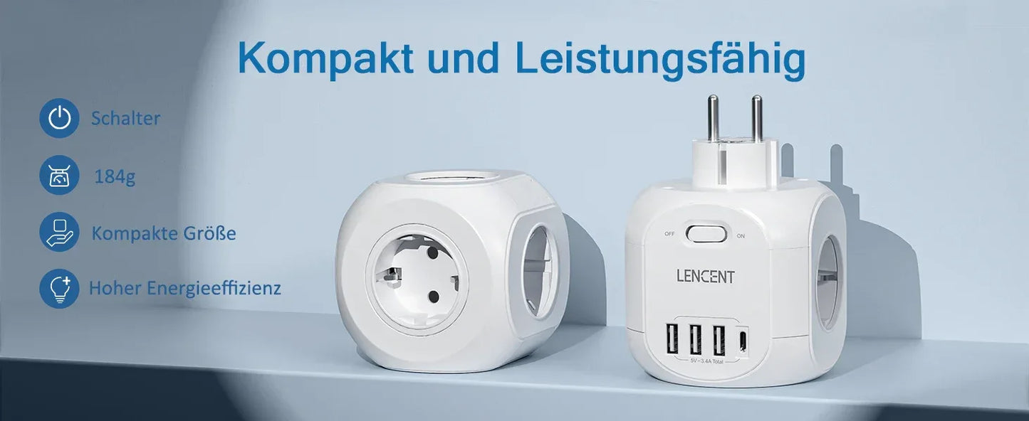 LENCENT USB Sockets dice Without Cable socket EU Socket Adapter Multiple socket EU Outlet Extender