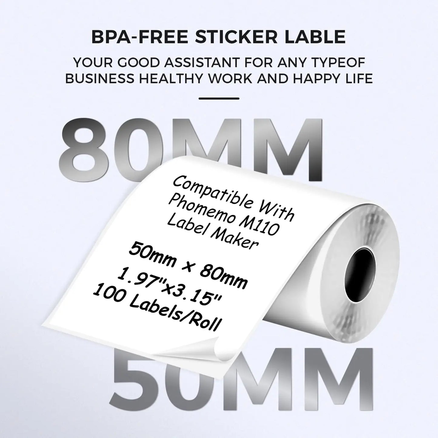 Durable 50x80mm Circle Thermal Paper - Phomemo M110 Printer Compatible Stickers