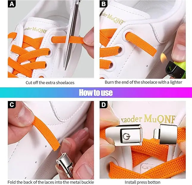 10PCS Shoelaces Buckle Lock Metal Quick-Release No-Tie Shoe Laces Stylish Press-On Buckle Locks- Hassle-Free, Adjustable Fit