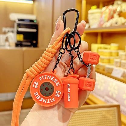 Fitness Keychain Gym Lover Barbell Key chain Weightlifting Keyring Silicone Weight Plate Gym Gifts Workout Gifts Bag Charm Backp