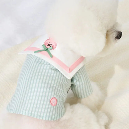 Pet Checkered Vest Cute Bear Two-leg T-shirt Thin and Breathable Shirt Cooling Vest for Dog Puppy Clothes
