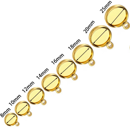 8 10 12 14 16 18 20 25mm Round Cabochon Base Tray Bezels Blank Setting Supplies For DIY Jewelry Making Findings Bracelet Pendant