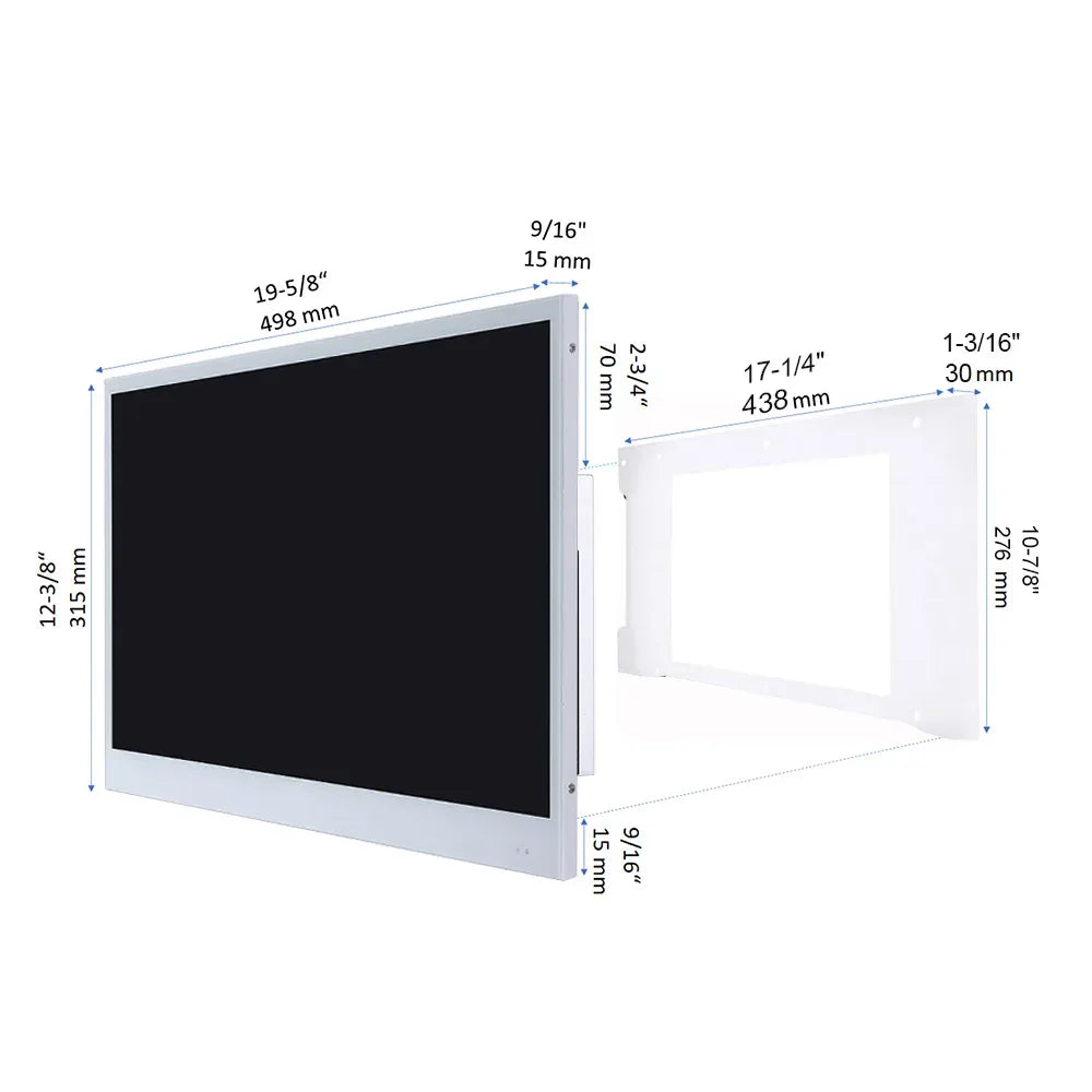 Souria 22 inches Smart Magic Mirror Waterproof TV for Bathroom Hotel DTV Tuner WiFi Bluetooth Built-in Apps Store ATSC DVB-T T2