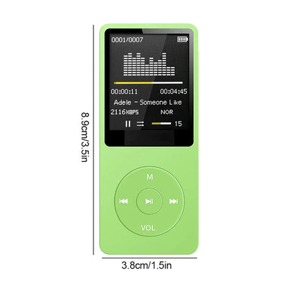 Portable MP3 Player USB Charging Record Digital Display Screen Media Lossless Portable Pocket Sports Running Walking Music Play