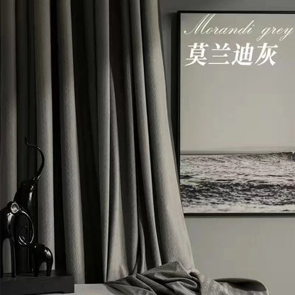 Home Art High-end Curtains for Living Room Luxury Bedroom Blackout Curtain Solid Color Japan Style Fishbone Pattern Room Drapes