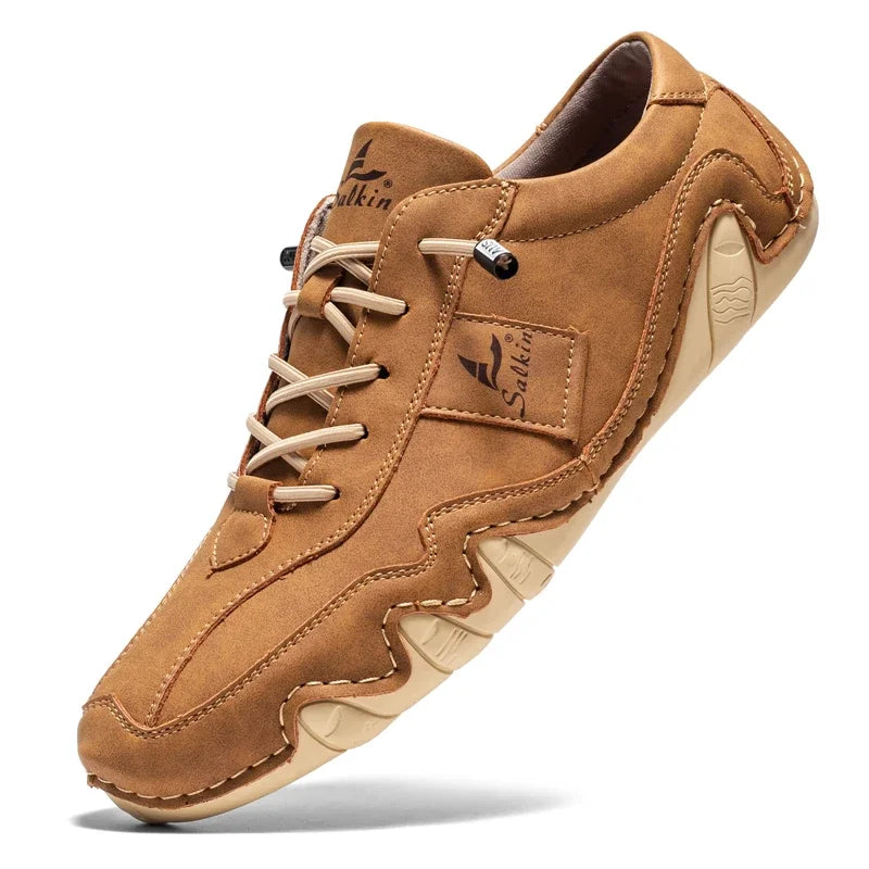 2024 Hand Sewn Leather Shoes for Men Light Outdoor Walking Casual Shoes Big Size 47 48 Slip-On Driving Loafers Men