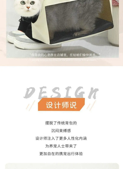 Pet carrying backpack breathable and lightweight diagonally spanning dog backpackcat bag outdoor handbag portablesingle shoulder