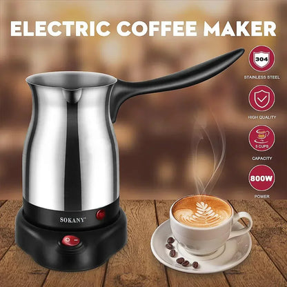220V 800W Portable Electric Coffee Maker Turkish Greek Coffee Machine Stainless Steel Separated Home Office Espresso  Moka Pot