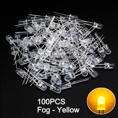 100PCS F5 LED Diode 5MM Assorted Kit White Green Red Blue Yellow Orange Pink Purple Warm White DIY kit Light Emitting Diode bxv