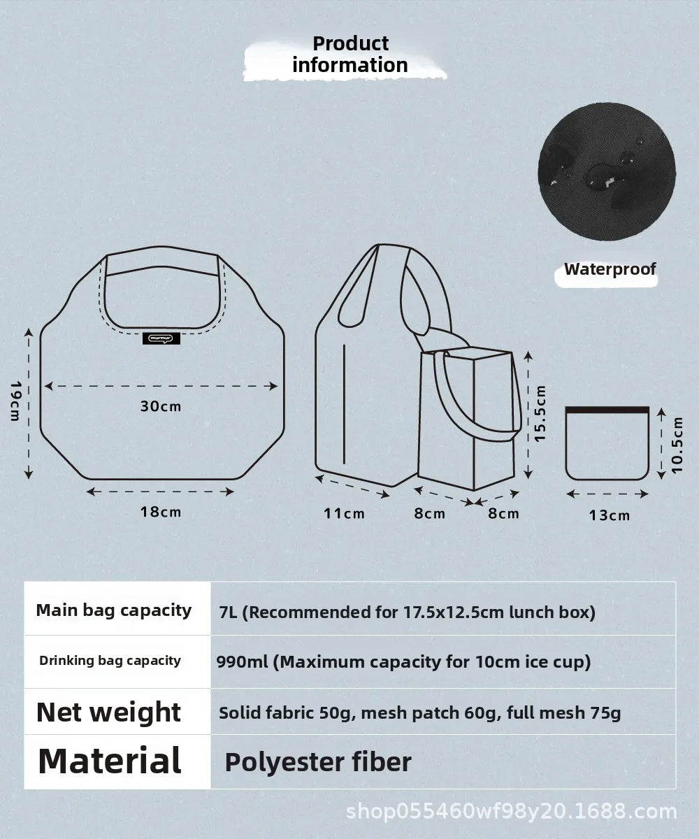 New Cherry Small Ball Japanese Cartoon Style Waterproof Stackable Handheld Lunch Box Bag Convenient Beverage Bag Family Storage