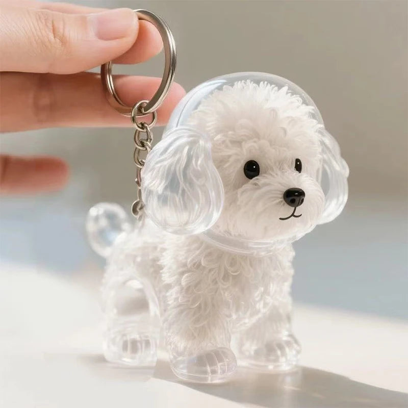 Cute Clear Puppy Hair Memorial DIY Pendant Keychain Decor Keepsake Capsule Pet's Dog Fur Container Pet Lovers Home Display Gifts
