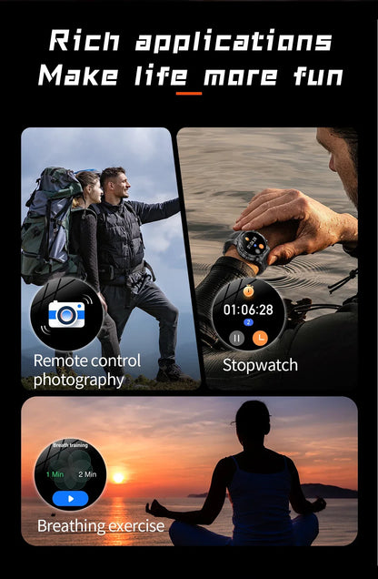 2026 800mAh Super Capacity Battery Adult Men Smart Watch 1.8-inch Large Screen Bluetooth Call IP68 Waterproof SmartWatch Sports
