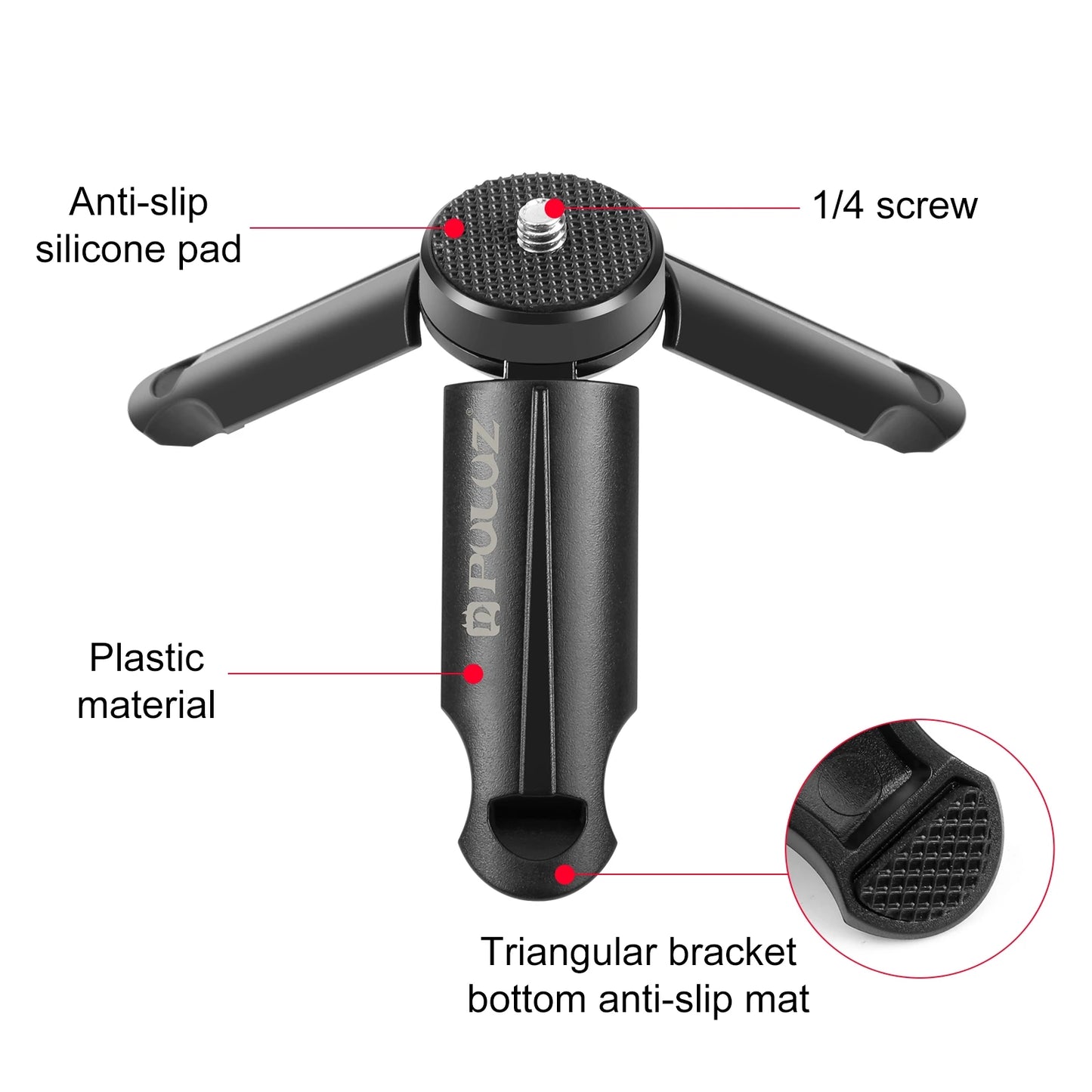 PULUZ Mini Portable Folding Plastic Stand Tripod Tripode&Universal Phone Clamp Bracket Smartphones Holder Clip for xiaomi,huawei