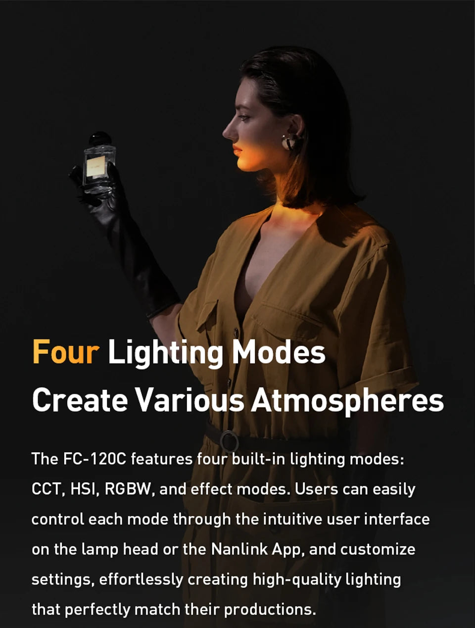 Nanlite FC-120C RGBW Full-color 145W 2700K-7500K Professional Photography Fill Light for Video Studio Outdoor Live Stream Shoot