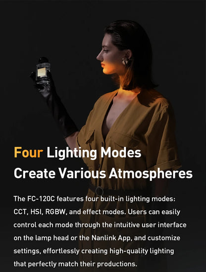 Nanlite FC-120C RGBW Full-color 145W 2700K-7500K Professional Photography Fill Light for Video Studio Outdoor Live Stream Shoot