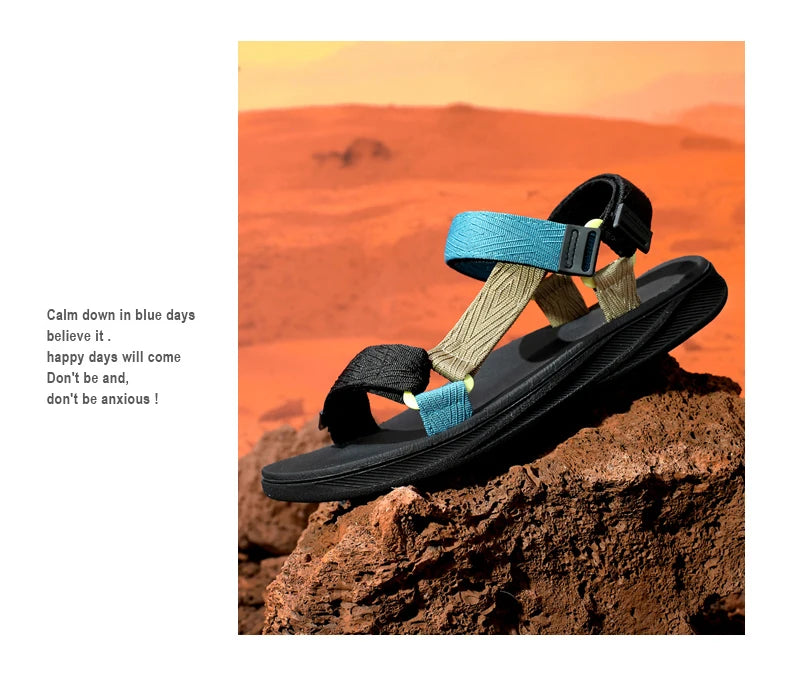 Black Men's Outdoor Casual Arch Support Sandals Anti-Slip Breathable Beach Holiday Sports Sandals for Summer Walking Size 40-45