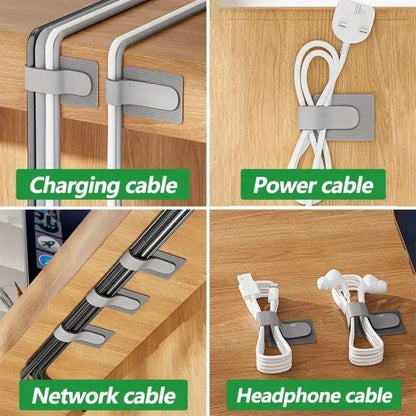 10/20Pcs Self Adhesive Reusable Cable Ties Wire Organizer Storage Stand Mouse Earphone Data Cord  Desktop Tidy Management Winder