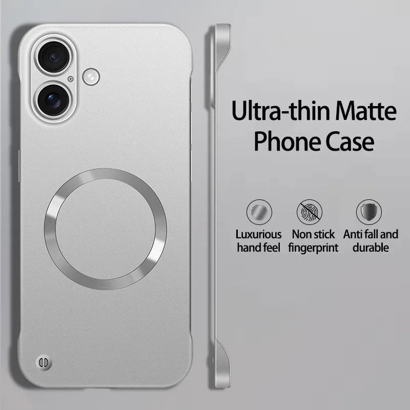 New Slim Thin Matte Metal Painted PC Magnetic Case For Magsafe iPhone 17 Air 17 16 15 14 13 12 Pro Max Plus Frameless Cover