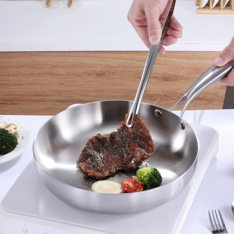 304 stainless steel frying pan, non stick pan, steak pan, suitable for gas stoves and induction cookers, uncoated kitchen utensi