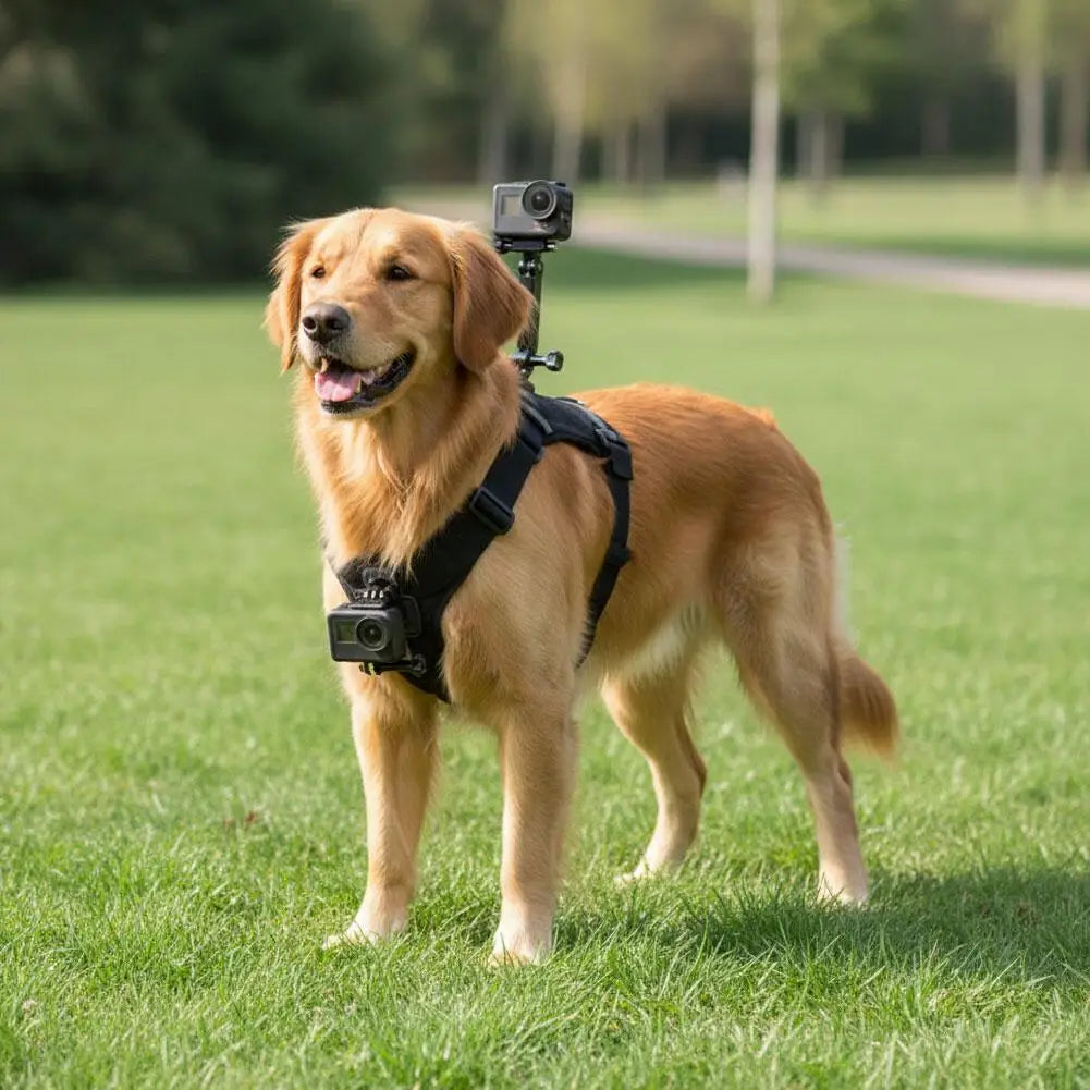 Dog Harness for All Action Cameras Soft Adjustable Dog Harness Mount for Large Medium Small Dogs Used for Chest Back Fixation