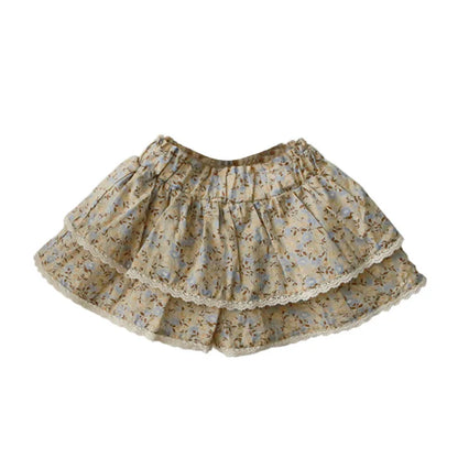 Kids Girls Cute Shirts and Shorts Skirts Outfit Set 2026 Summer New Korea Children Floral Fringed Shirts Skirts Clothes Set
