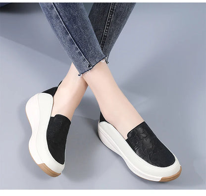 New women's 43 casual shoes, 100% genuine leather breathable and fashionable leather shoes for walking
