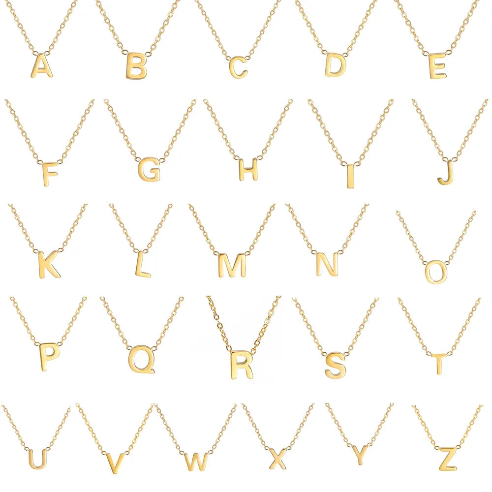 Cazador Minimalist Initial A-Z Letter Necklace for Women Alphabet Stainless Steel Choker Chains Jewelry Birthday Gift Wholesale