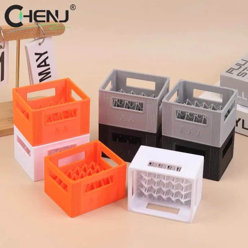 3D Printed Beer Crate Style Battery Storage Case No. 5 Aa No. 7 Aaa Battery Basket Stackable Batteries Storage Box Home Decor