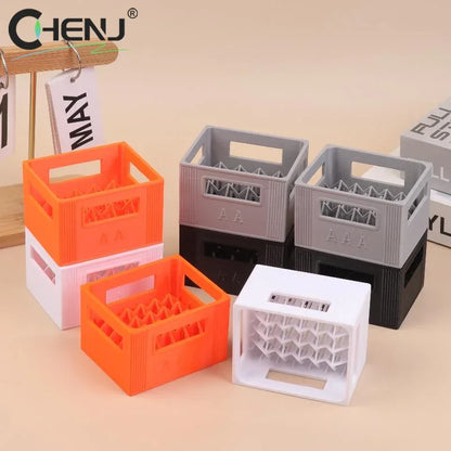 3D Printed Beer Crate Style Battery Storage Case No. 5 Aa No. 7 Aaa Battery Basket Stackable Batteries Storage Box Home Decor