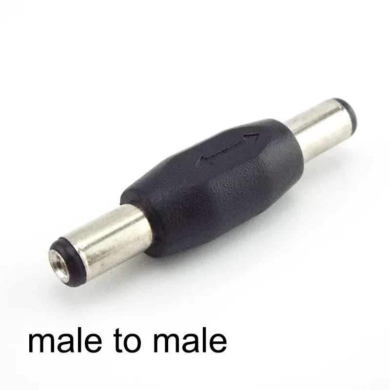 5.5*2.1mm / 5.5x2.1 mm DC double male to male Power Socket Connector CCTV female to   female Panel Mounting Jack Adaptor