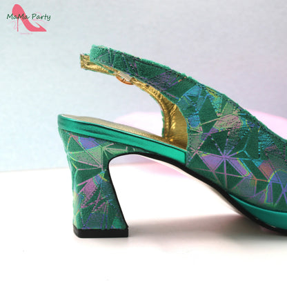 Fashion Peep Toe Sandals Italian Design Nigerian Shoes and Bag Set in Fuchsia Color Sweet Style for Wedding Party