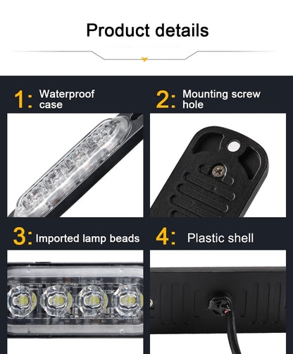Car Grill Signal light FLASHING Warning Light trailer led lights 4 LED emergency lamp police strobe light TRUCK motorcycle SUV