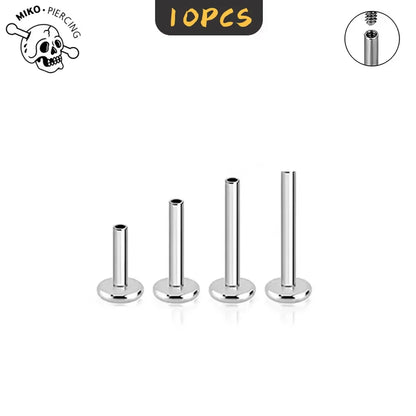 10PCS G23 ASTM F36 Titanium Labret 16G 18G Internal Thread Plug Septum Ear Lips Nose Piercing Tragus Body Jewelry Accessories