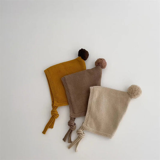 Bonnet d'hiver à pompon pour bébé, mignon, motif dessin animé, bonnet tricoté pour nouveau-né, chaud et en laine pour enfants (garçon/fille), protection des oreilles