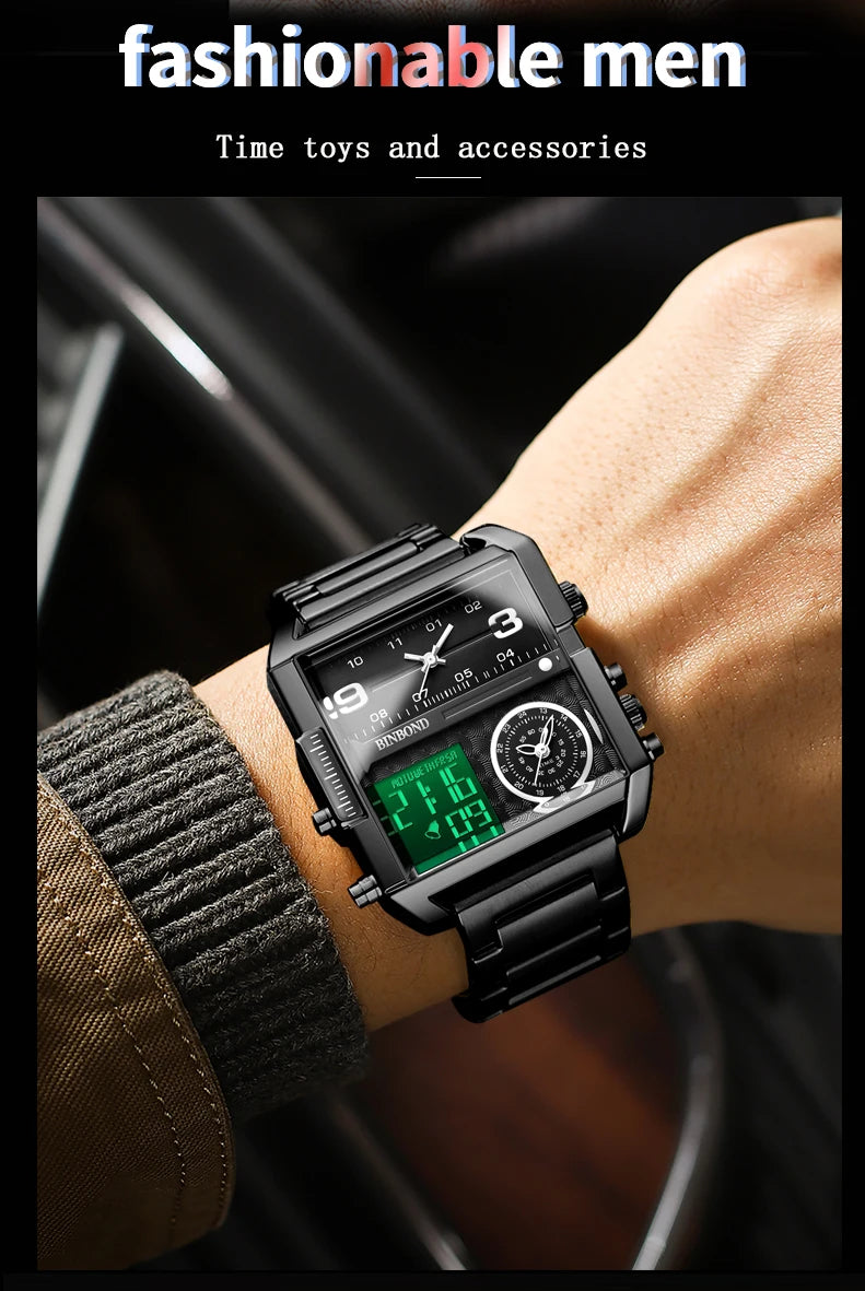 BINBOND Luxury quartz watches for men luminous waterproof multi-functional men's watch sport fashion casual reloj wristwatch TOP