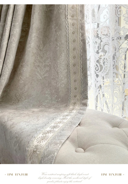 French Retro Style High-end Luxury Romantic Jacquard Chenille Lace Blackout Curtain Bedroom Door Screen Shutter Home Decor