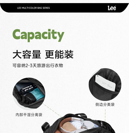 LEE Waterproof Sports Fitness Gym Bag Women Men Large Capacity Yoga Shoe Compartment Dry Pocket Luggage Travel Bag