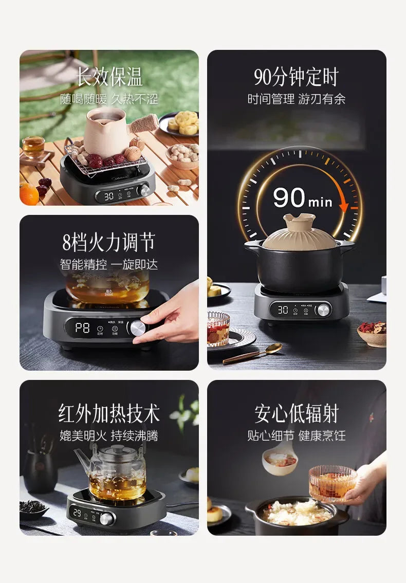 Midea Induction Cooker with Infrared Radiation Heating Low Radiation Household Hot Pot Stove for Tea Cooking 800W Power 220V