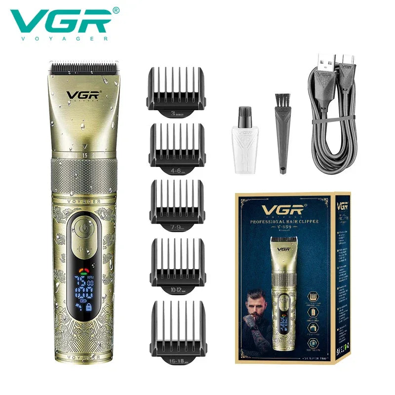 VGR intelligent digital hair clipper metal retro machine height endurance hair trimmer hair salon home carving push shear V-659